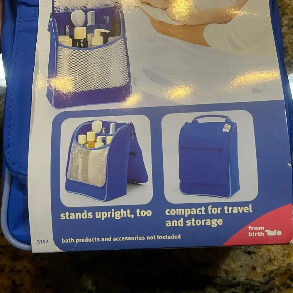 New Vintage The First Years Fold Away‎ Baby Bath Caddy Blue Portable Organizer